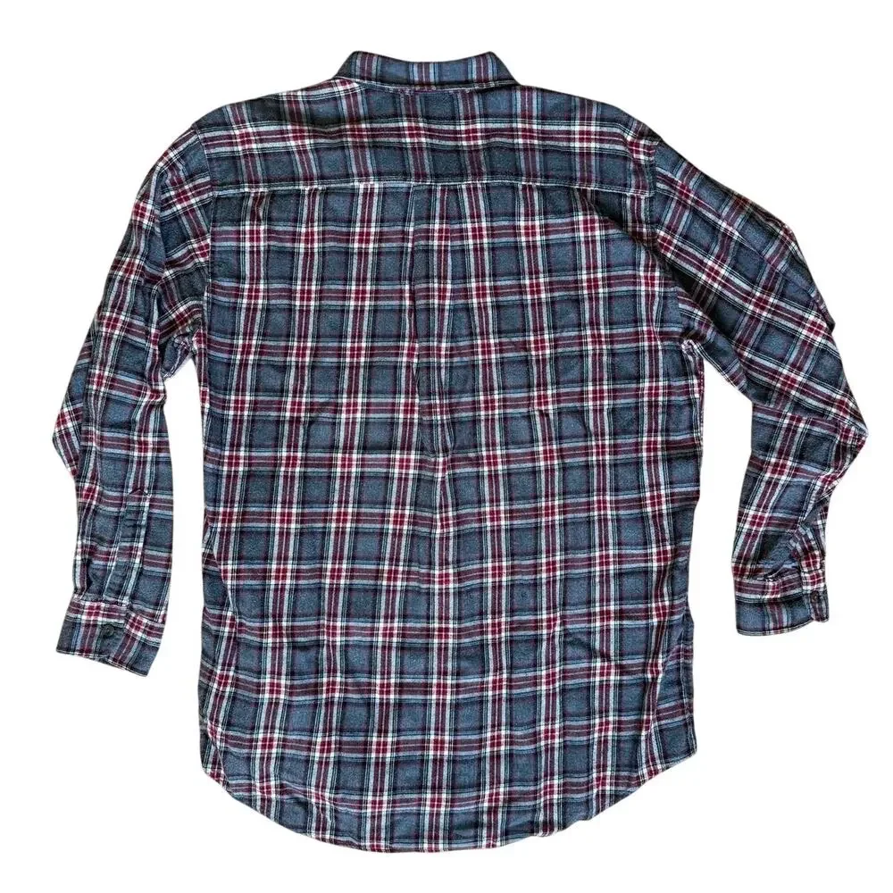 J. Crew Vintage Oarsman Red Gray Plaid Flannel Shirt Size Large Tall